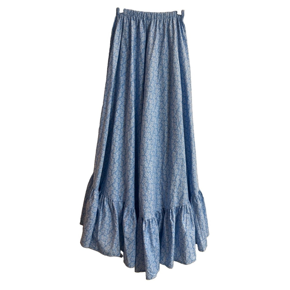 Recollections Blue Calico Floral Maxi Prairie Skirt Historical Costumes XS Civil - Picture 6 of 10